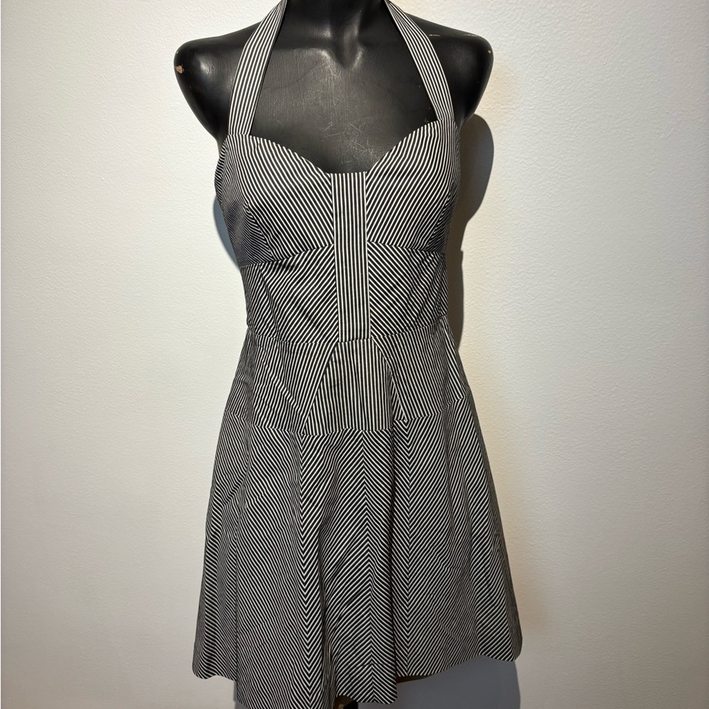 Laundry By Shelli Segal Black and White Halter Mini Sundress